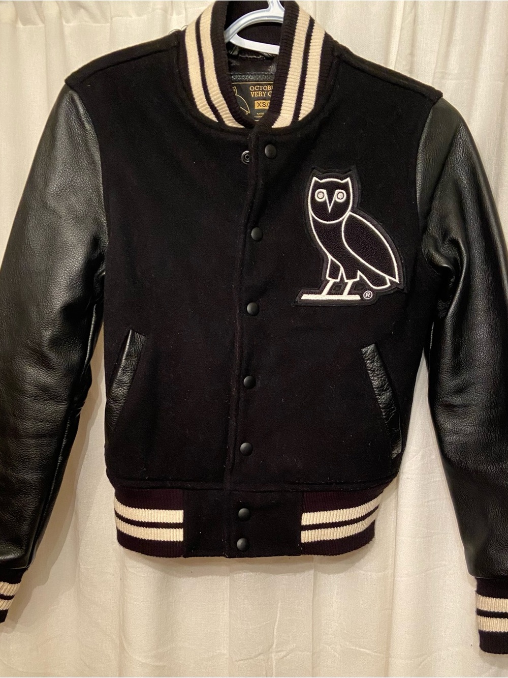 October's Very Own OVO Black Varsity Jacket with Owl Patch